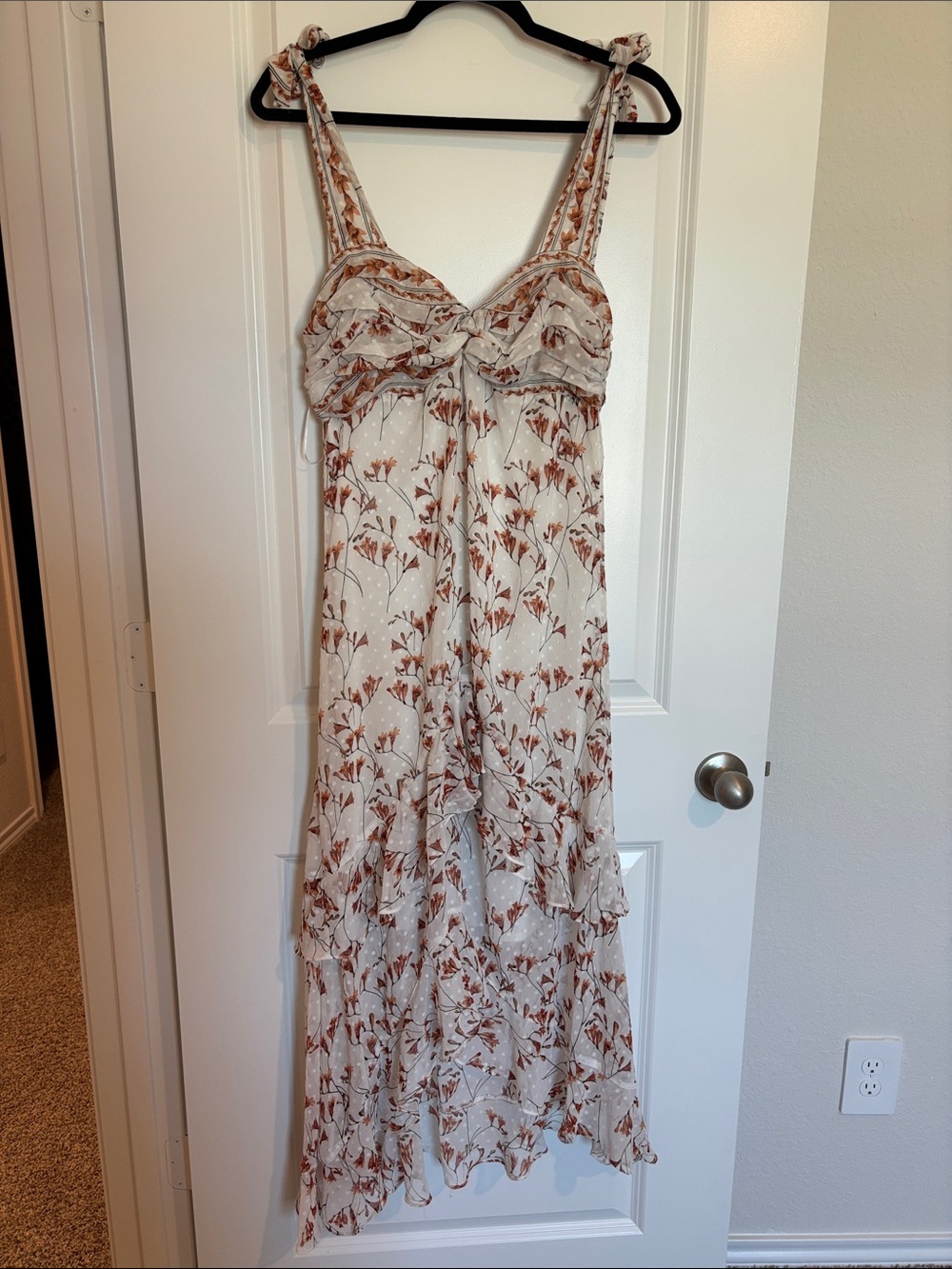 Chelsea & Violet Cream Maxi Dress with Brown Floral Print